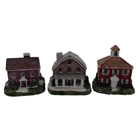 Set Of 3 American Dream Homes 1987 Posible Dreams LLC Miniature Houses - Picture 1 of 10
